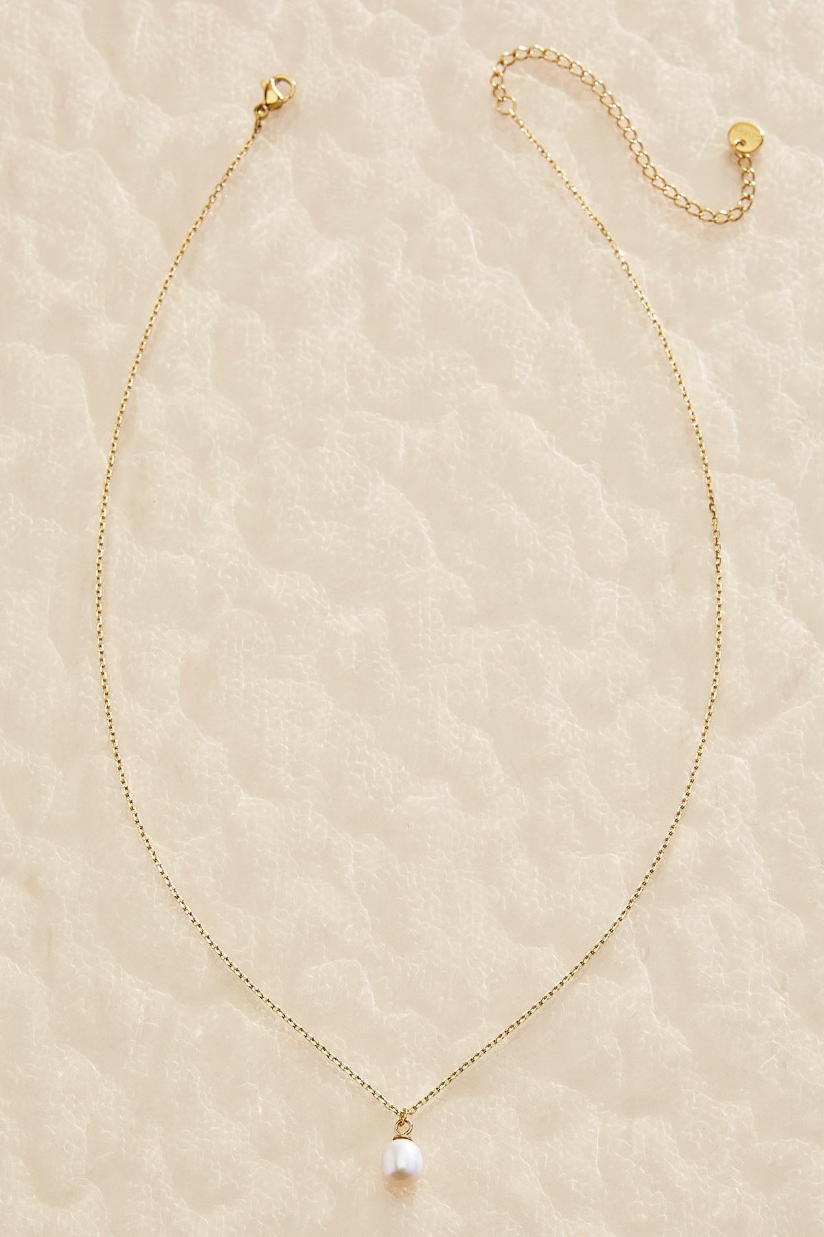 Versona waterproof freshwater pearl pendant necklace GOLD