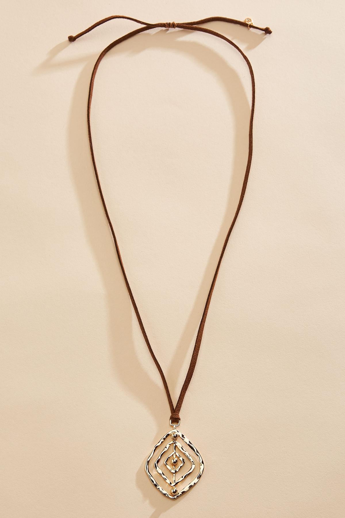 Versona hammered gold open diamond corded necklace GOLD