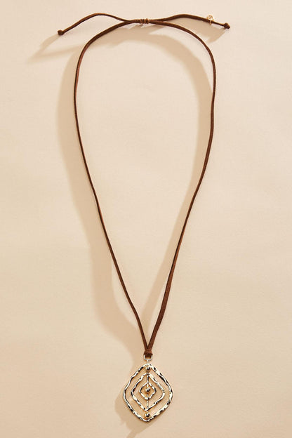Versona hammered gold open diamond corded necklace GOLD