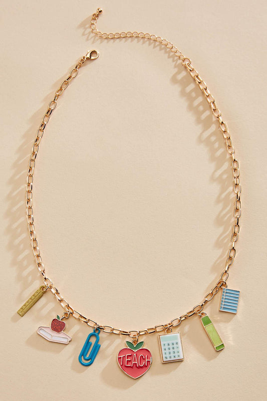 Versona enamel teacher icon charm necklace MULTI_SPRING
