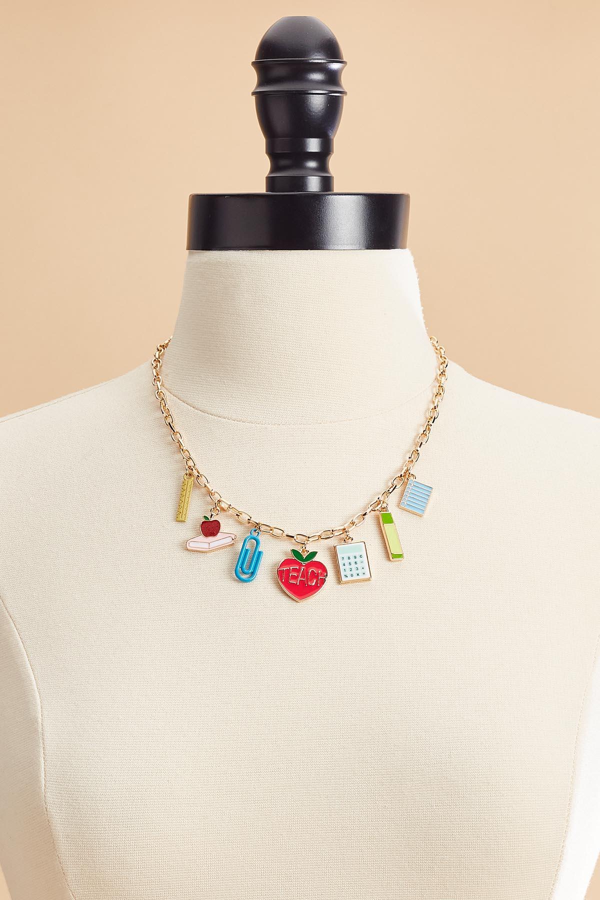 Versona enamel teacher icon charm necklace MULTI_SPRING