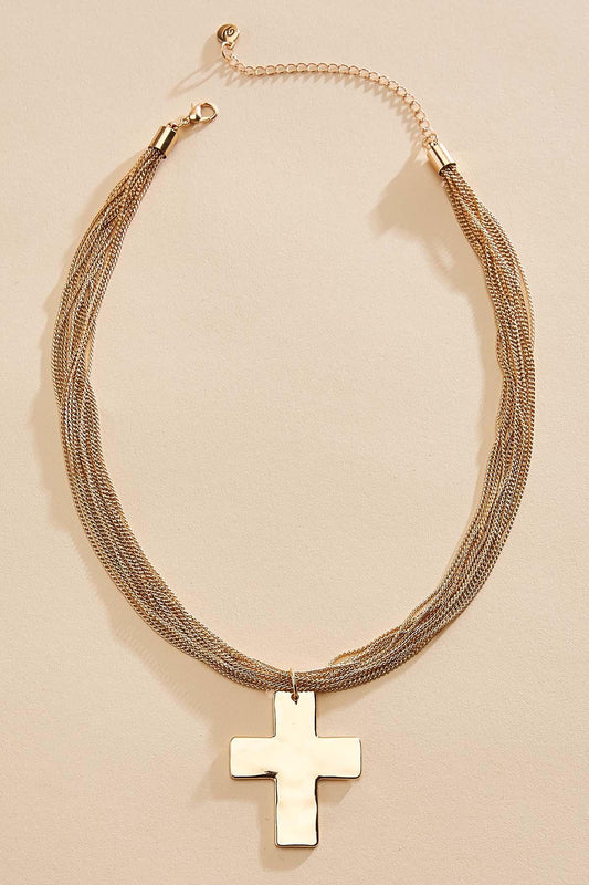 Versona gold cross pendant statement necklace GOLD