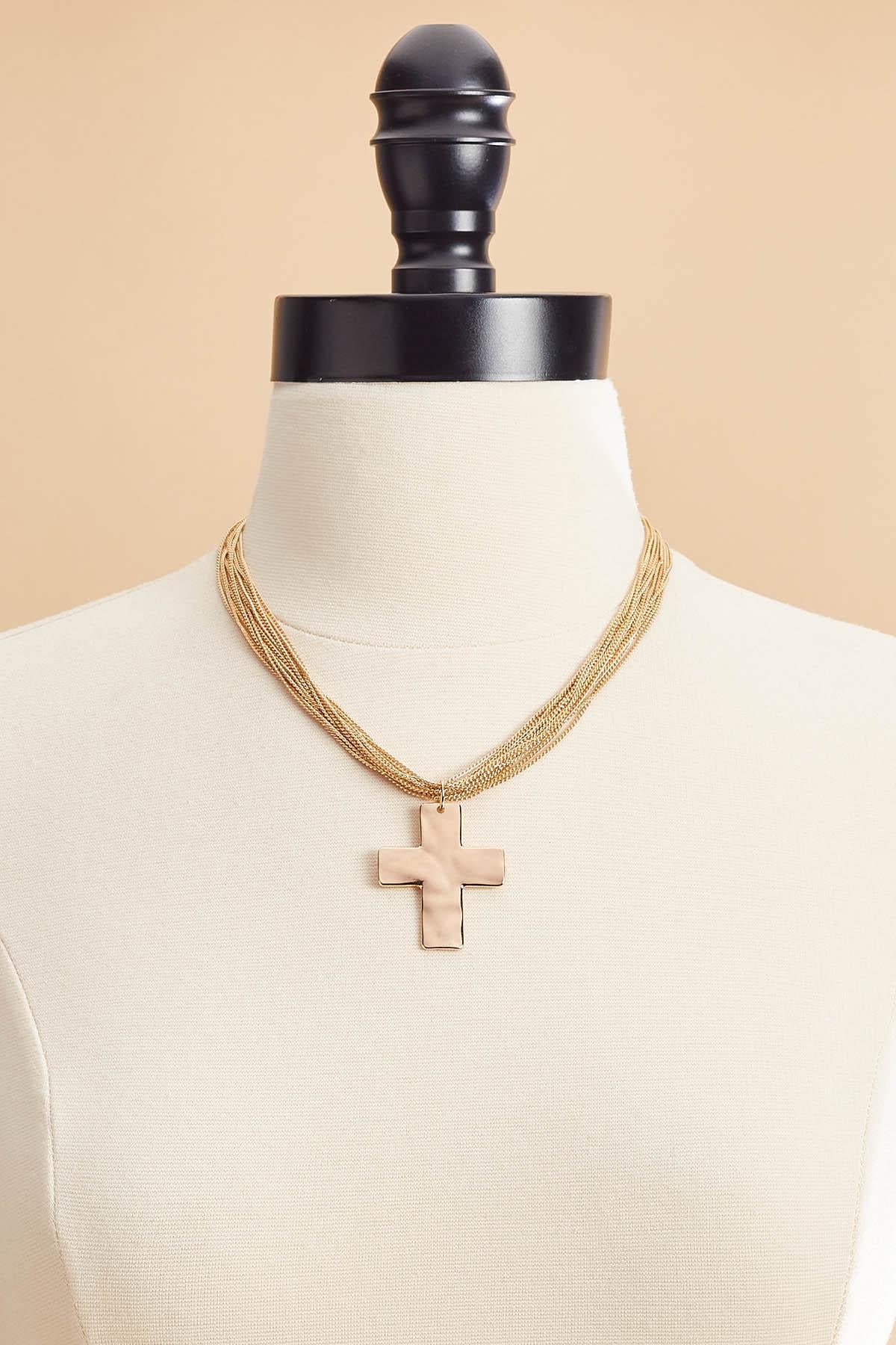 Versona gold cross pendant statement necklace GOLD