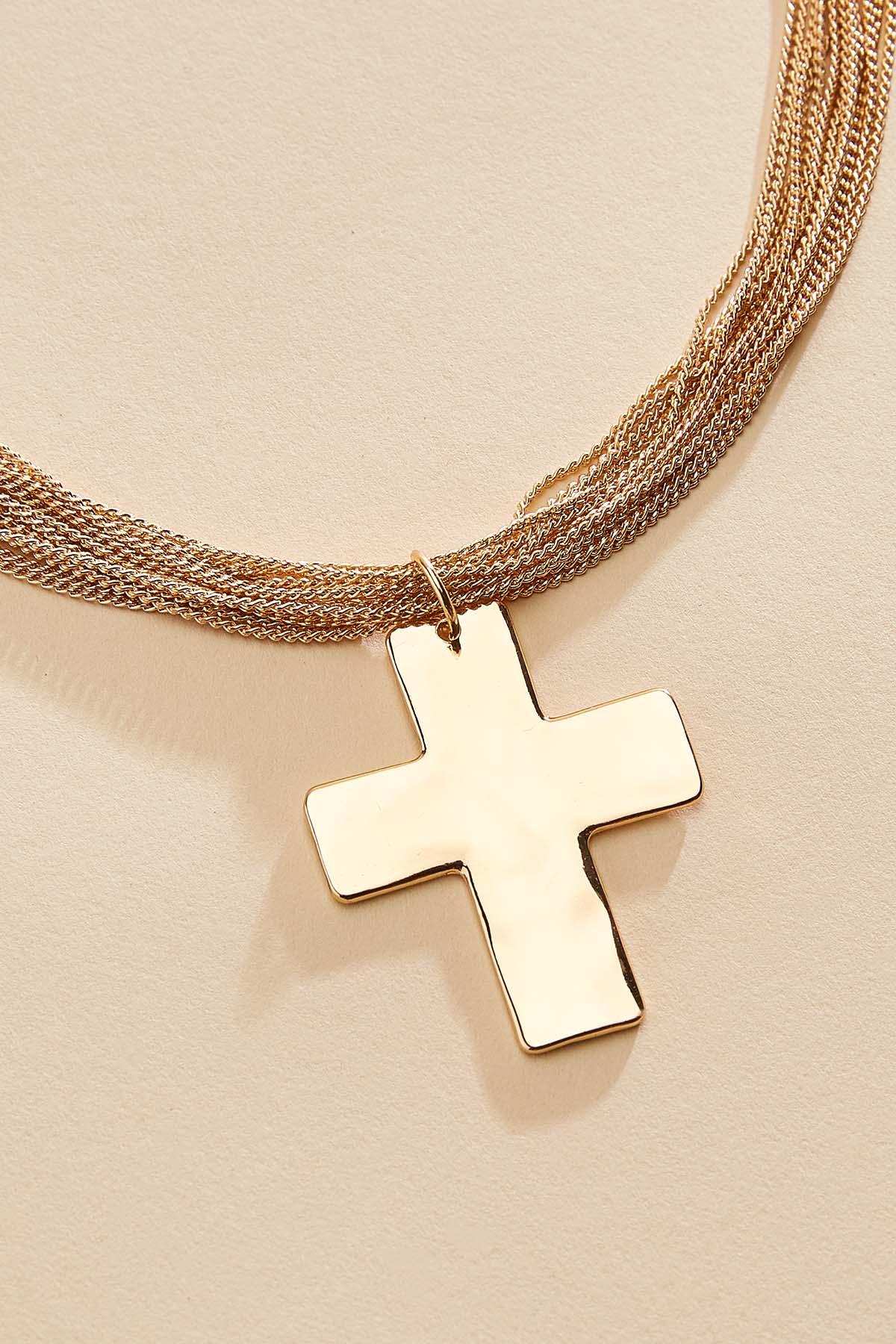 Versona gold cross pendant statement necklace GOLD