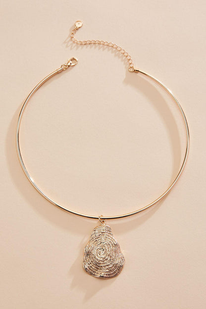 Versona textured gold pendant wire choker necklace GOLD