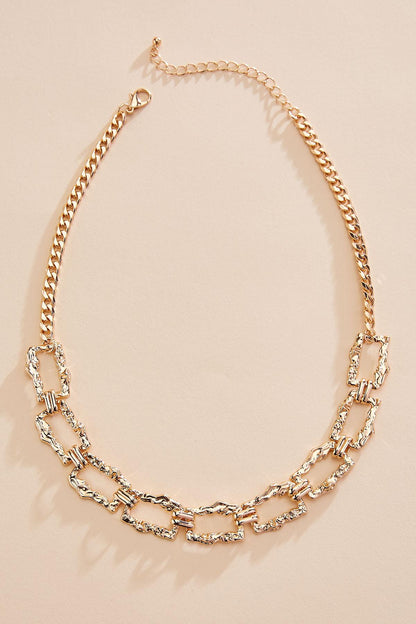 Versona hammered gold rectangle chain necklace GOLD