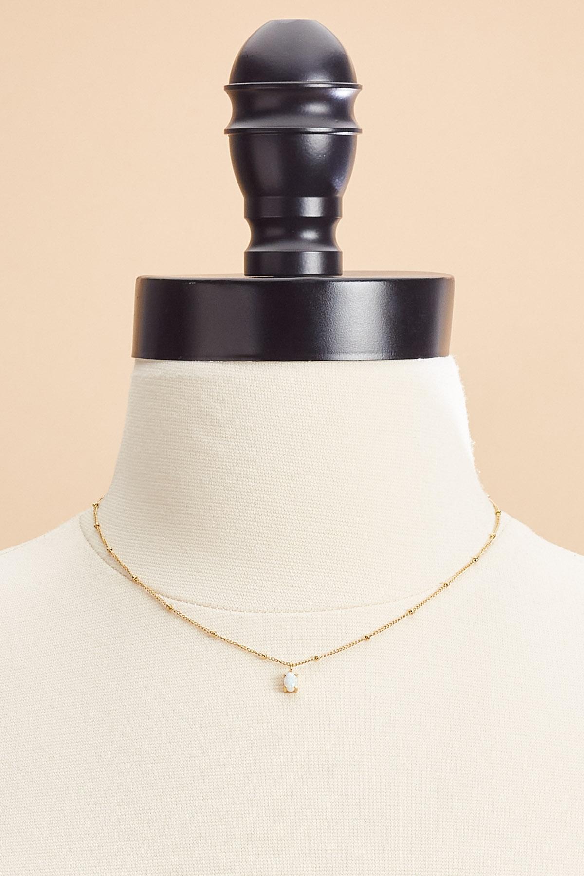 Versona semi- precious waterproof opal pendant necklace WHITE_ALYSSUM