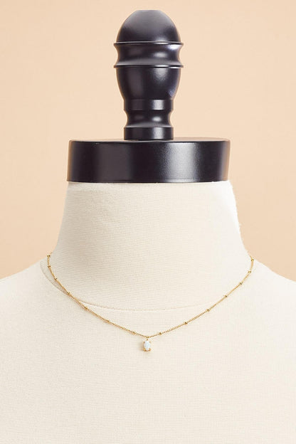 Versona semi- precious waterproof opal pendant necklace WHITE_ALYSSUM