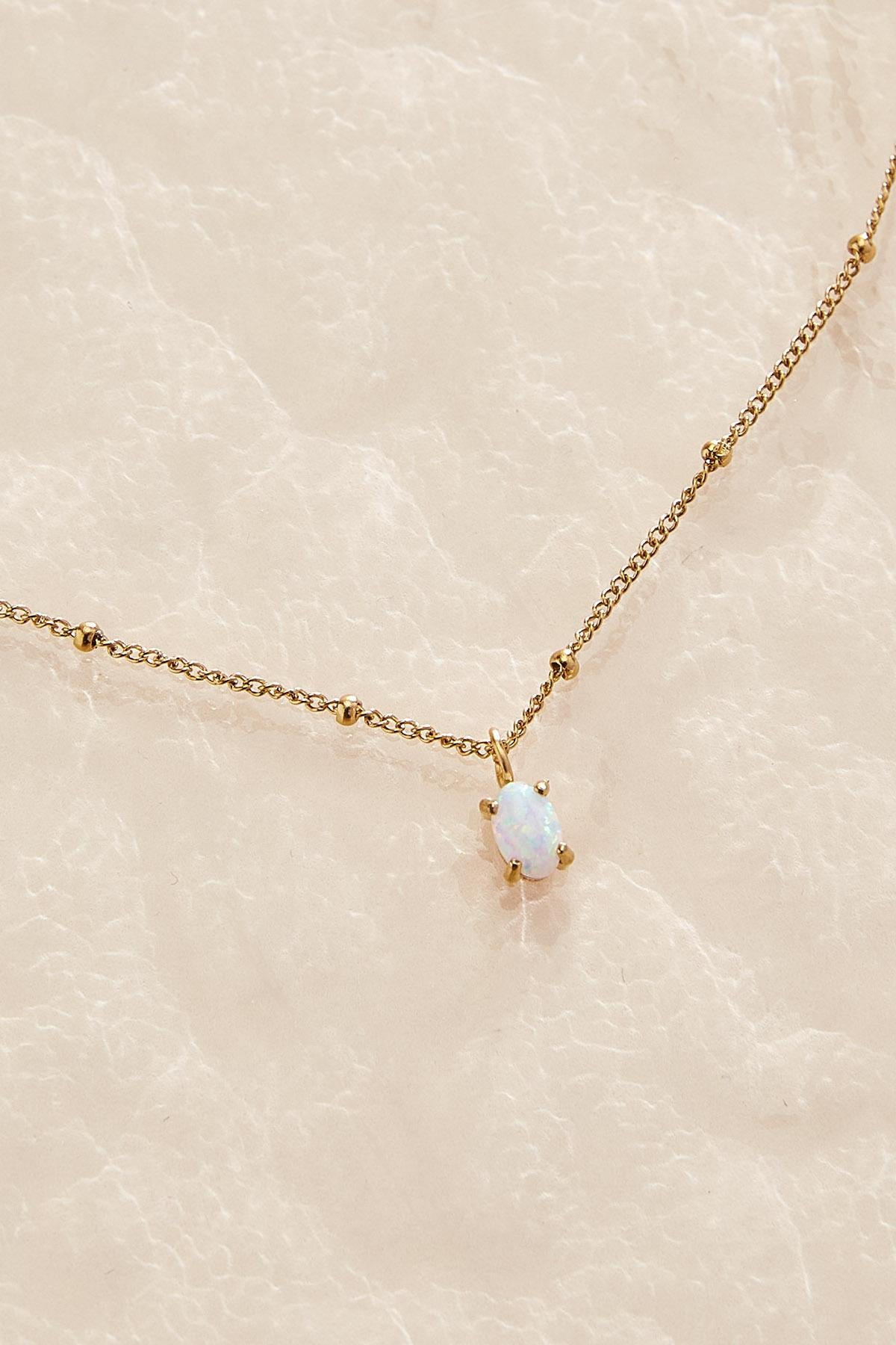 Versona semi- precious waterproof opal pendant necklace WHITE_ALYSSUM