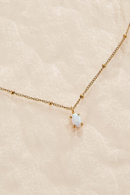 Versona semi- precious waterproof opal pendant necklace WHITE_ALYSSUM