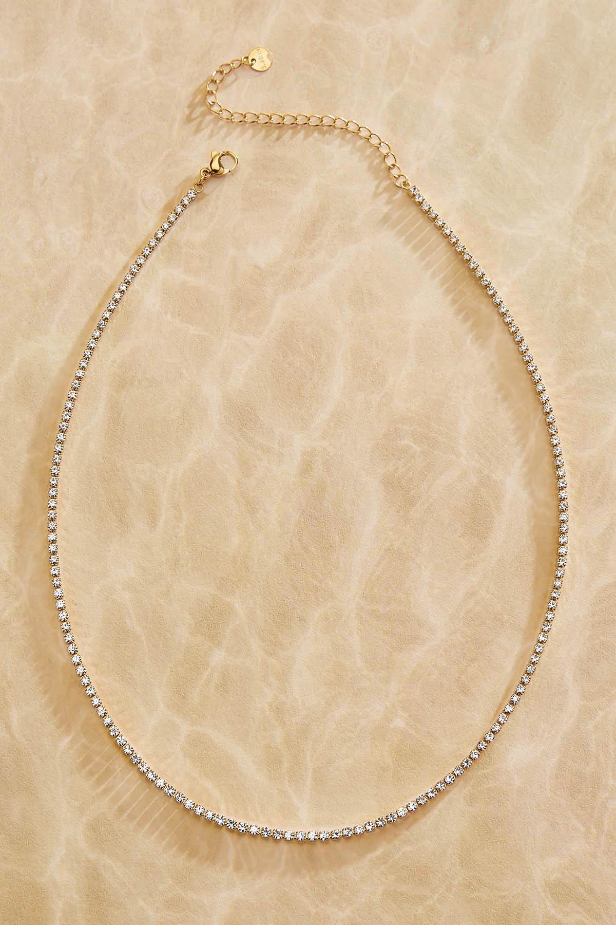 Versona waterproof glass stone chain necklace GOLD