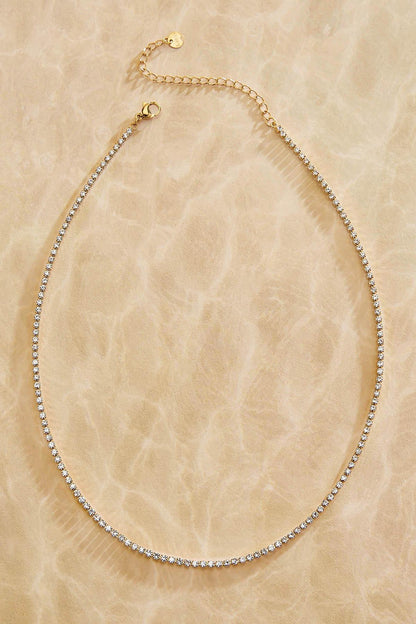Versona waterproof glass stone chain necklace GOLD