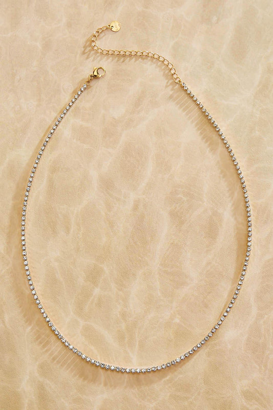 Versona waterproof glass stone chain necklace GOLD