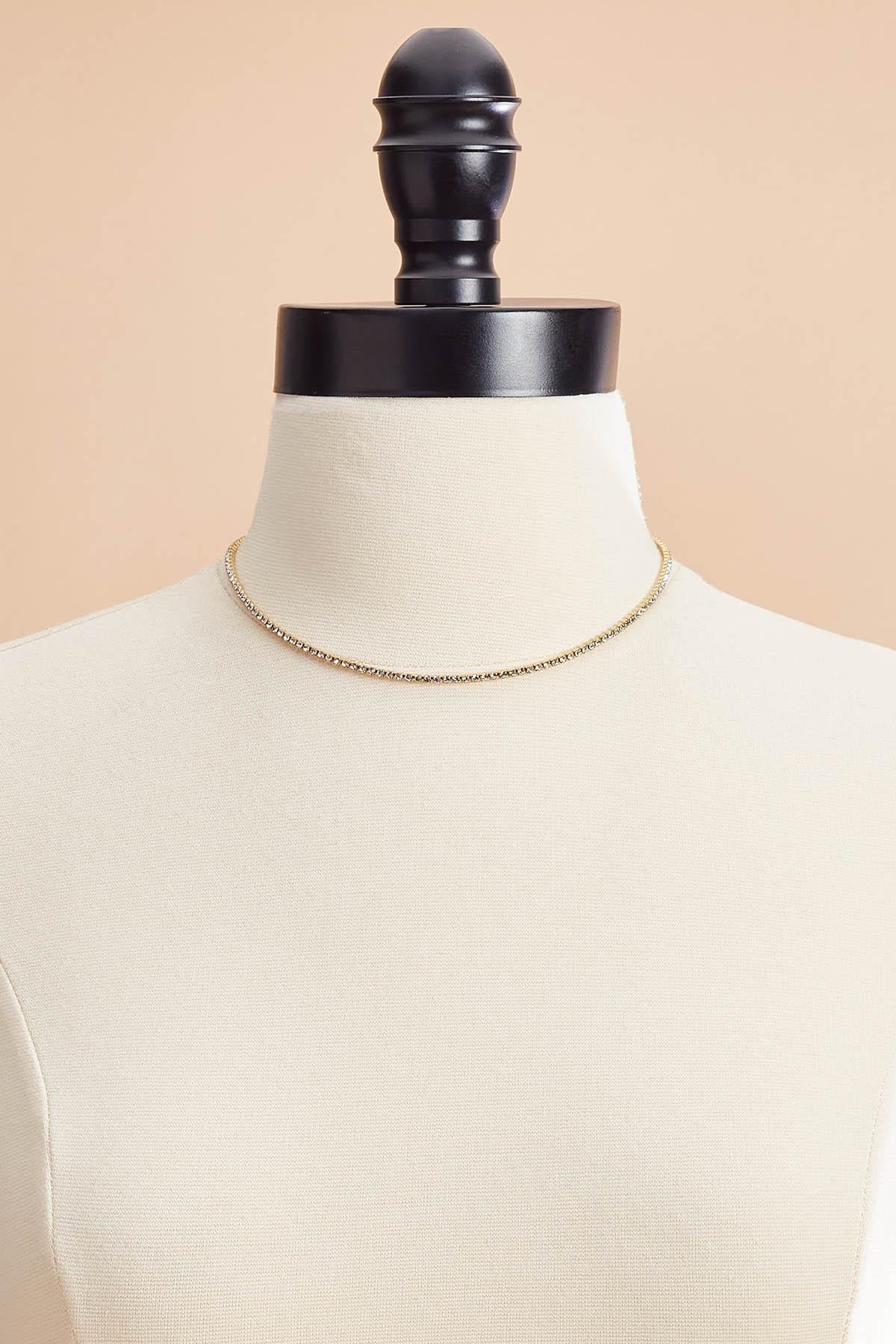 Versona waterproof glass stone chain necklace GOLD