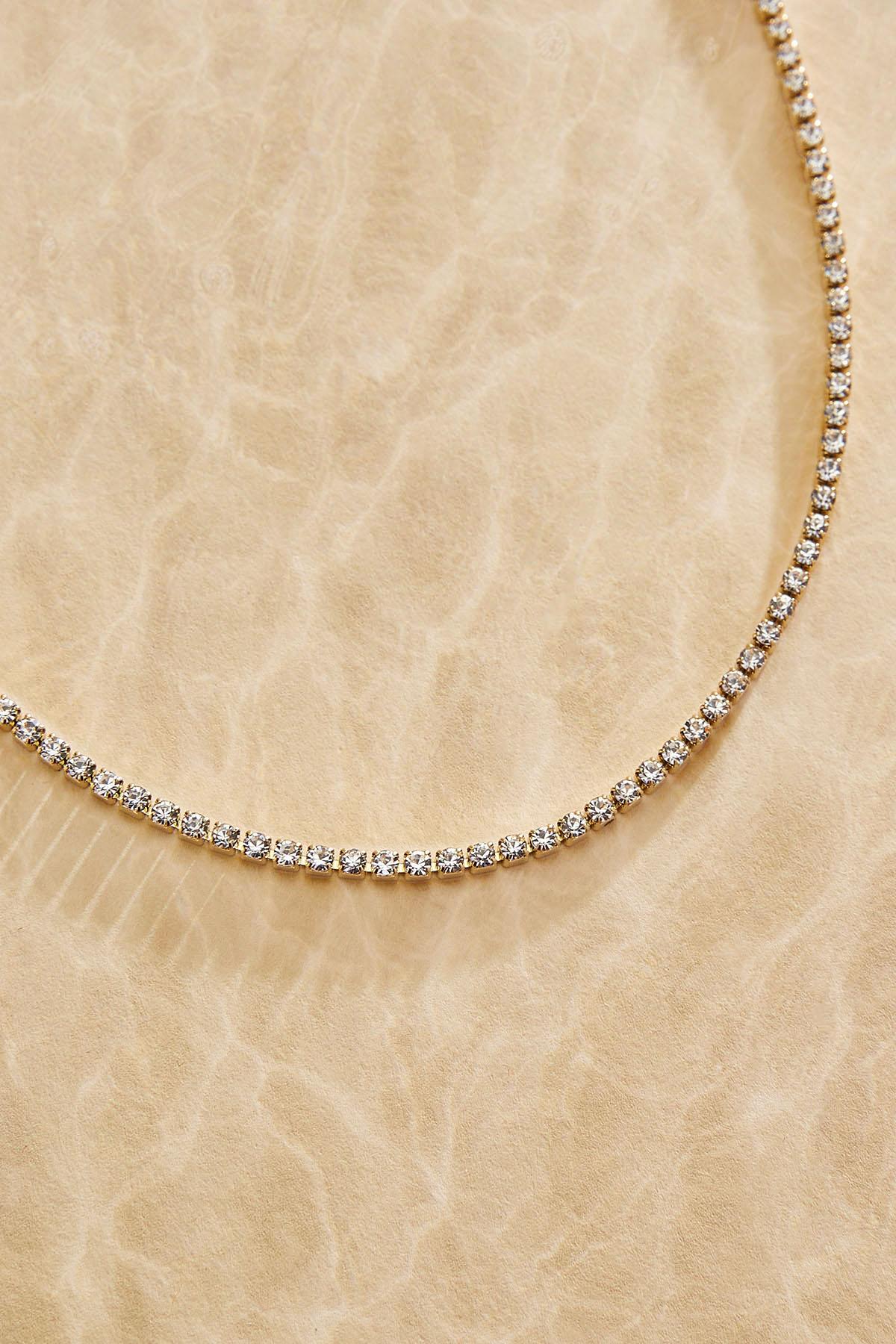 Versona waterproof glass stone chain necklace GOLD
