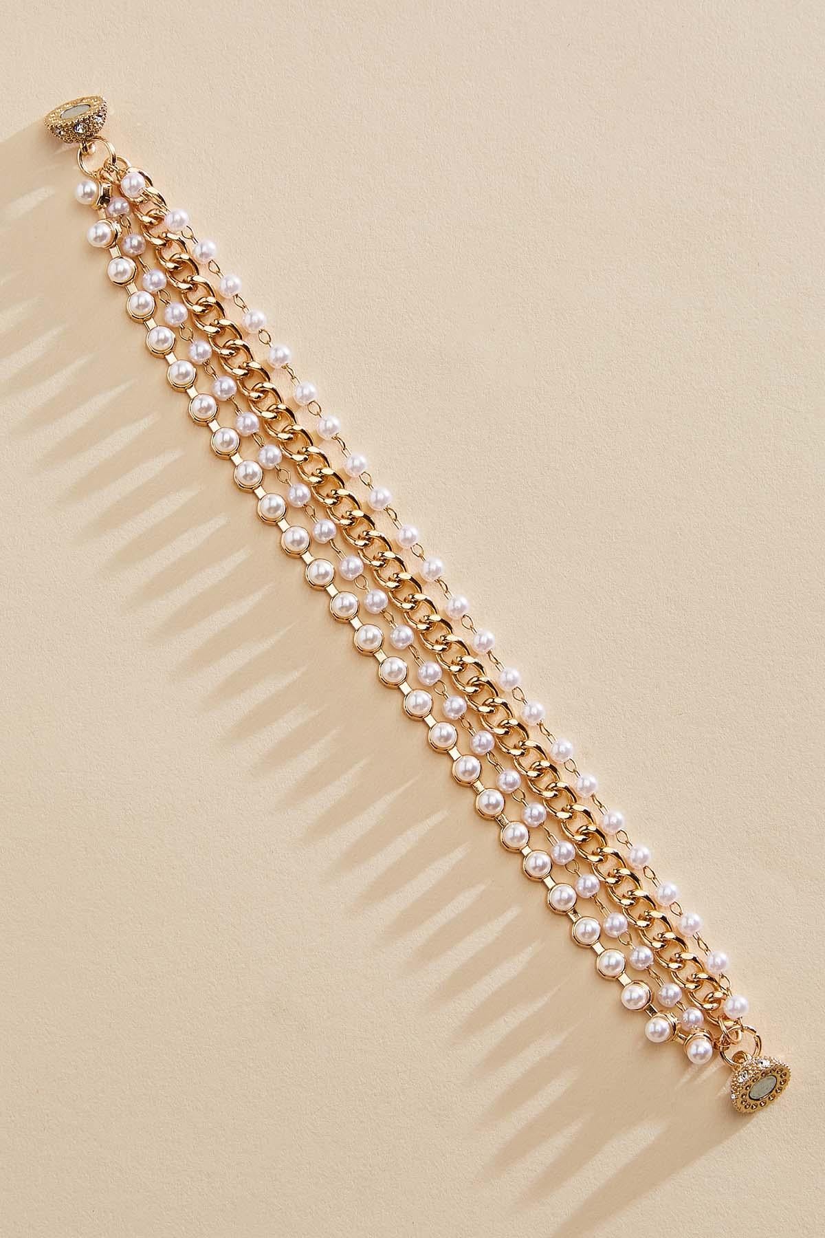 Versona gold pearl fringe magnetic bracelet GOLD