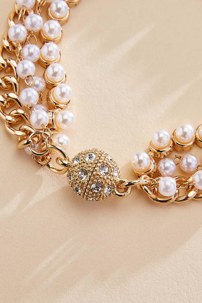 Versona gold pearl fringe magnetic bracelet GOLD