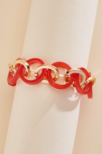 Versona lucite gold link stretch bracelet HABANERO