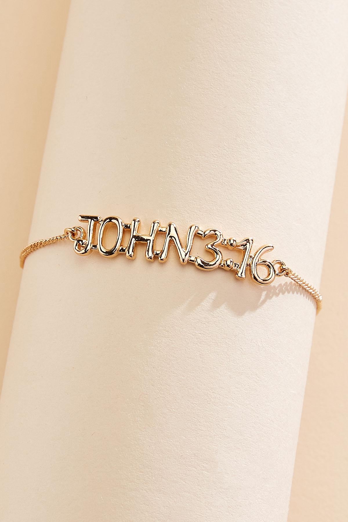 Versona gold john 3:16 bubble letter bracelet GOLD