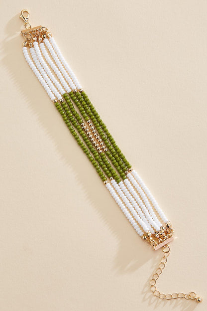 Versona white green seed bead layered bracelet SEA_GRASS