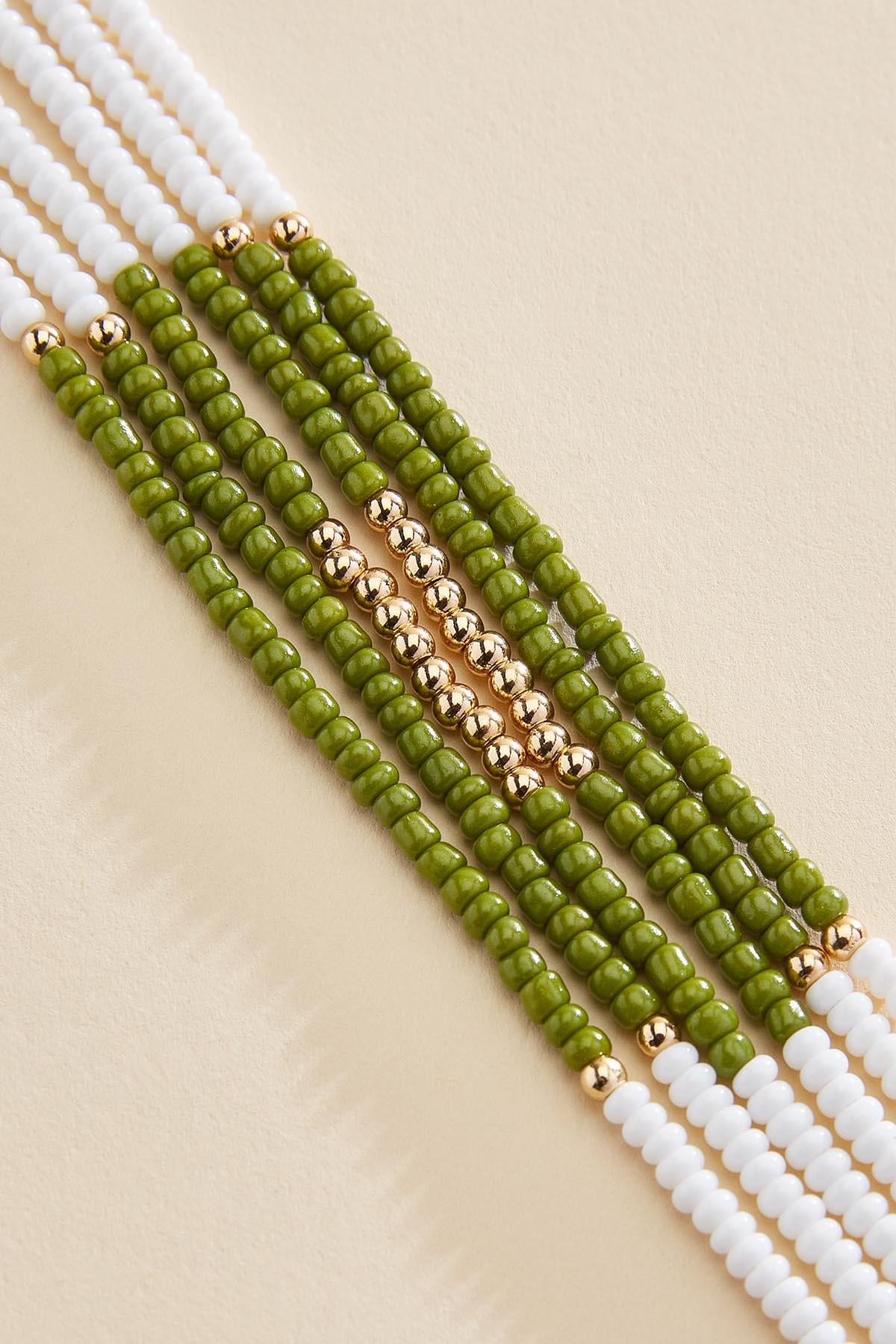 Versona white green seed bead layered bracelet SEA_GRASS