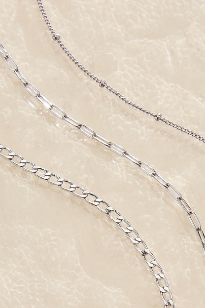 Versona waterproof stainless steel chain bracelet set SILVER