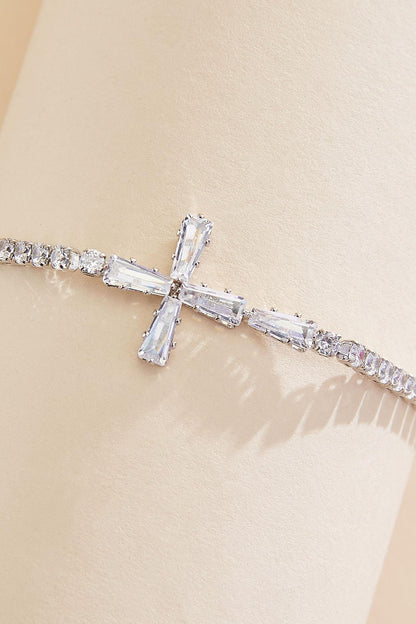 Versona cubic zirconia cross bracelet SILVER
