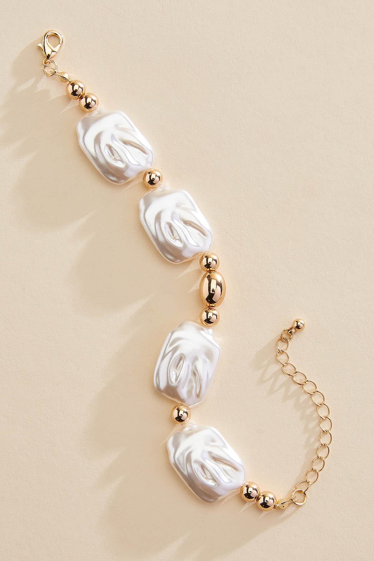 Versona hammered pearl gold bracelet GOLD