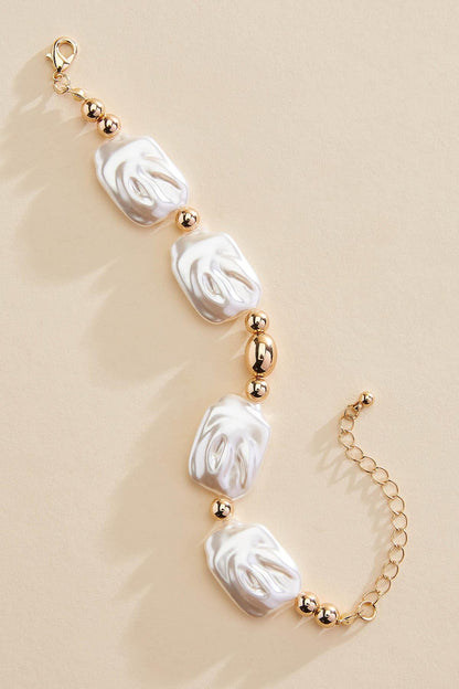 Versona hammered pearl gold bracelet GOLD