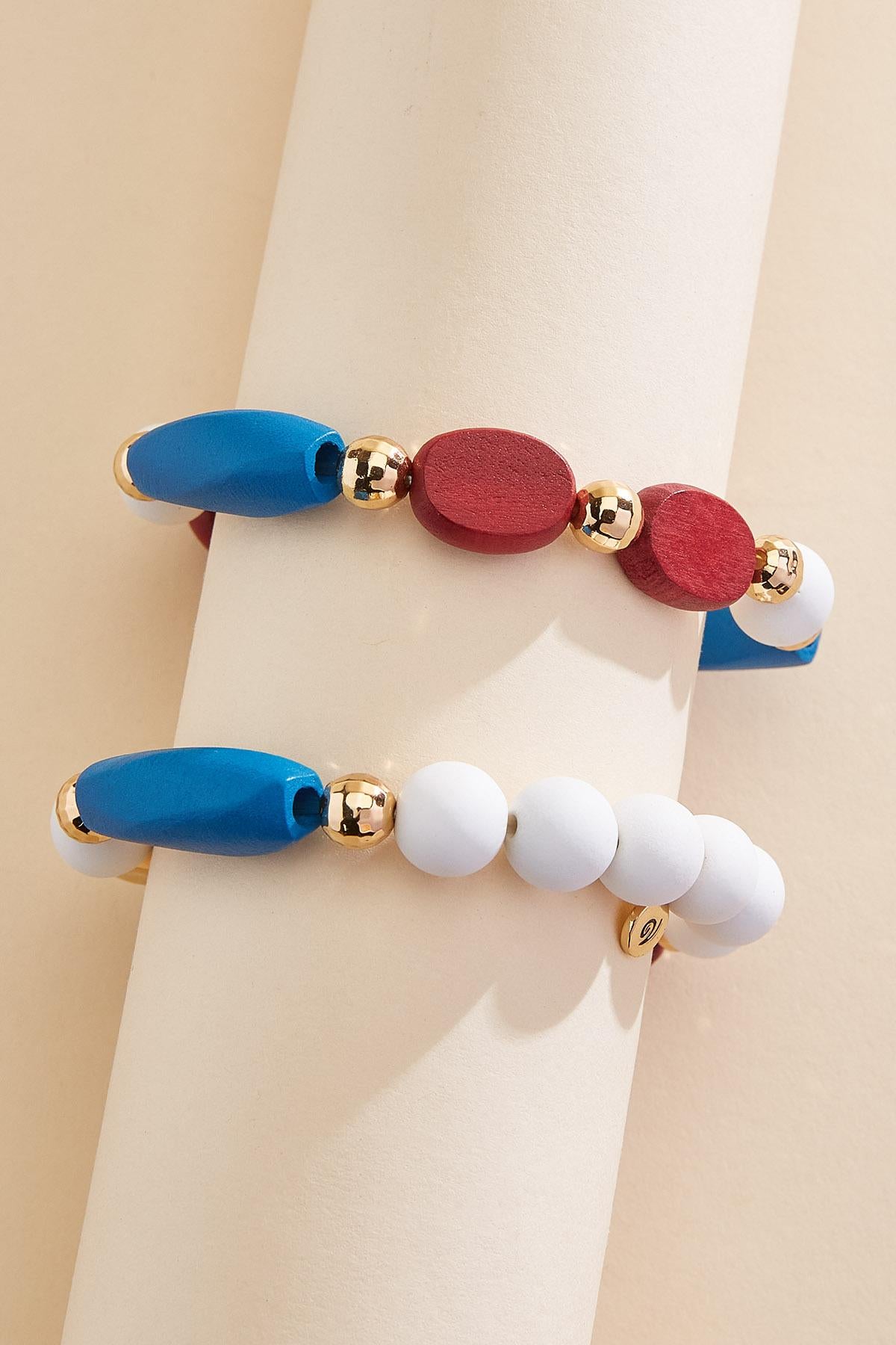 Versona americana wood beaded bracelet set RACING_RED