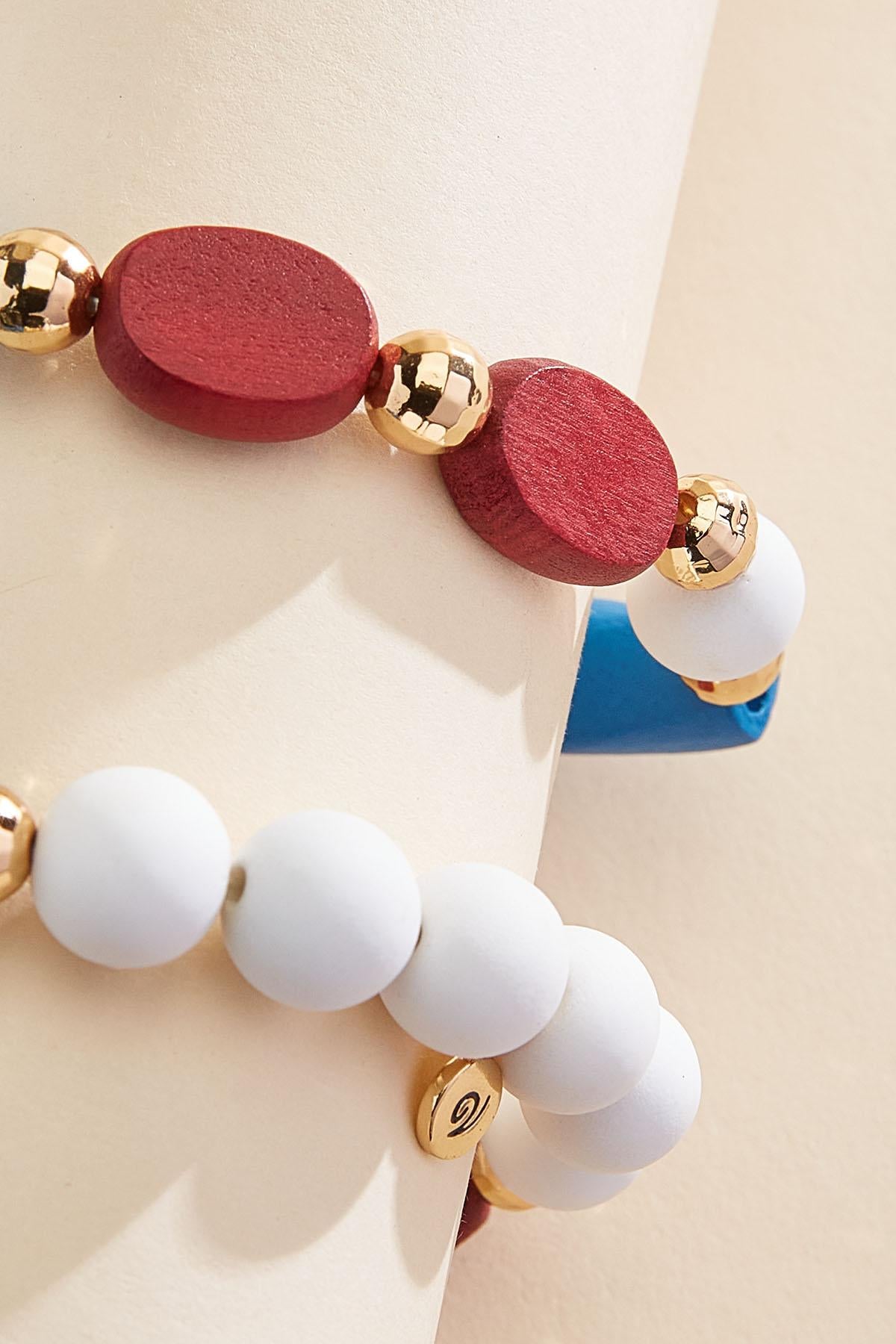 Versona americana wood beaded bracelet set RACING_RED