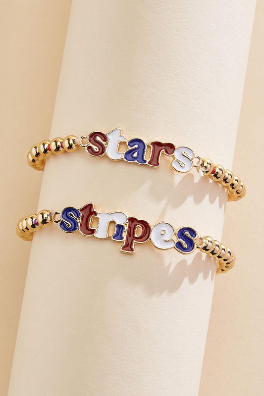 Versona stars and stripes beaded bracelet set RACING_RED
