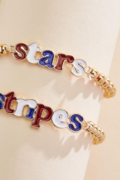 Versona stars and stripes beaded bracelet set RACING_RED