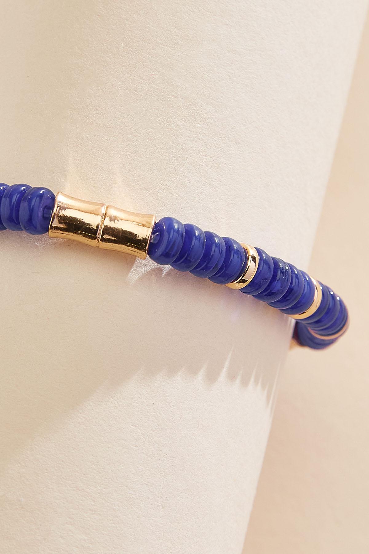 Versona blue gold link beaded bracelet ELECTRIC_STORM