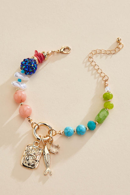Versona multicolor beaded fish charm bracelet MULTI_SPRING