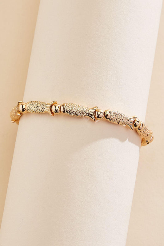 Versona gold fish icon stretch bracelet GOLD