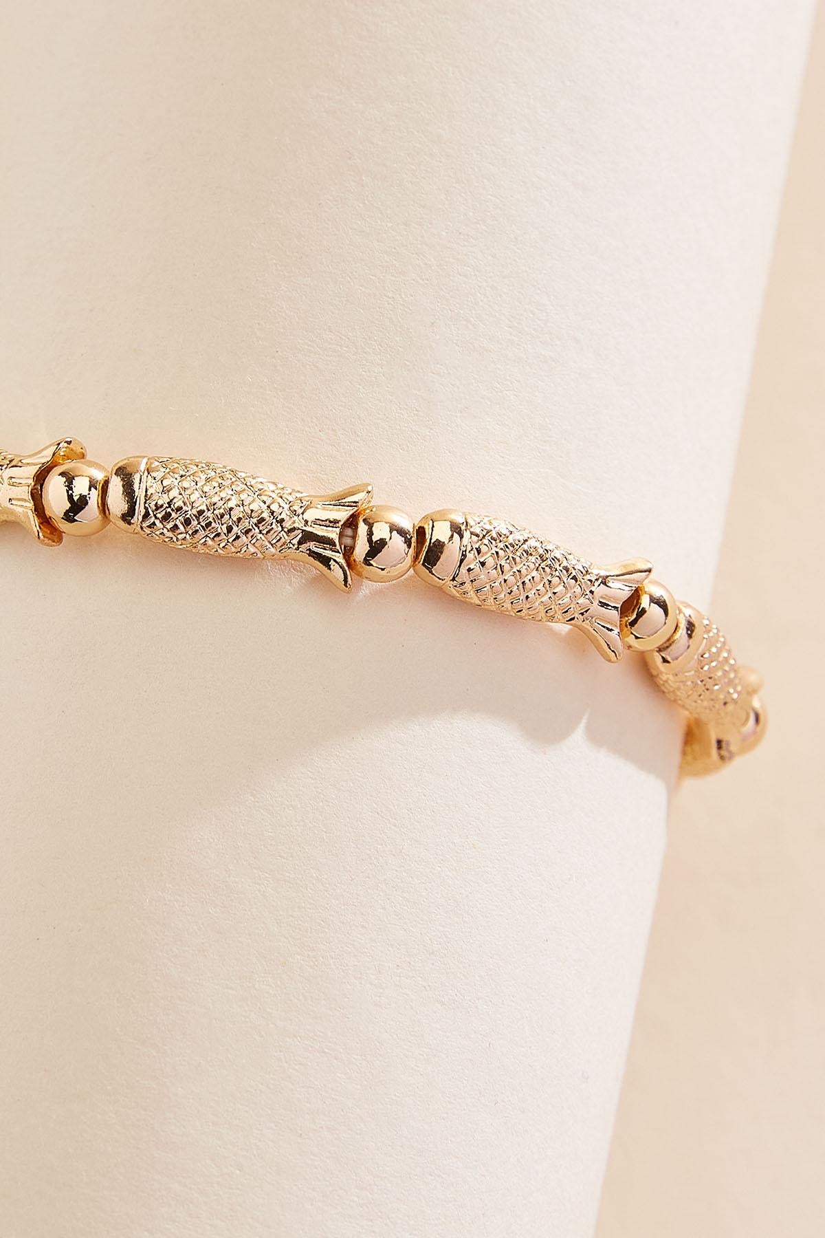 Versona gold fish icon stretch bracelet GOLD