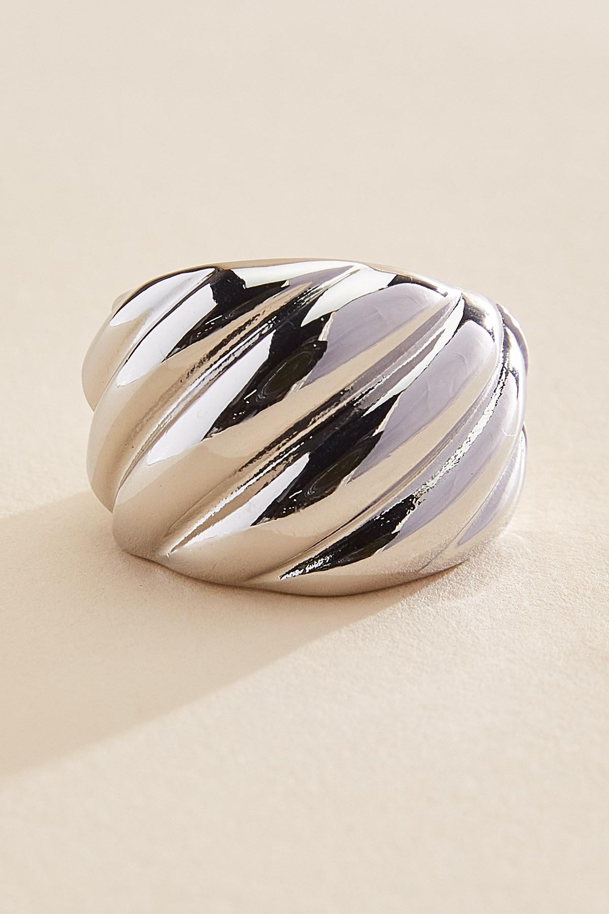 Versona ribbed silver stretch ring SILVER