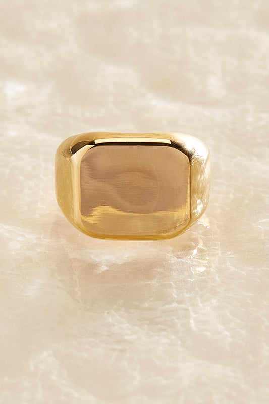 Versona waterproof gold signet pinky ring GOLD
