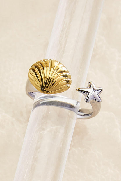 Versona waterproof two tone seashell open ring TWO_TONE