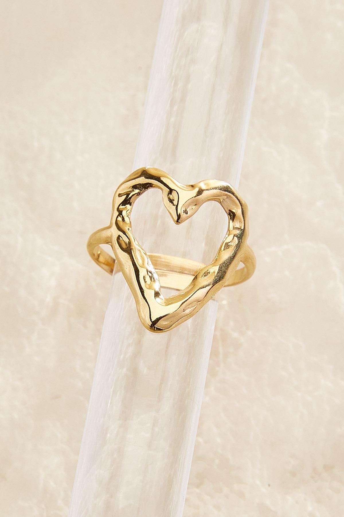 Versona waterproof hammered heart ring GOLD