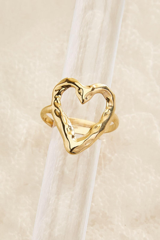 Versona waterproof hammered heart ring GOLD