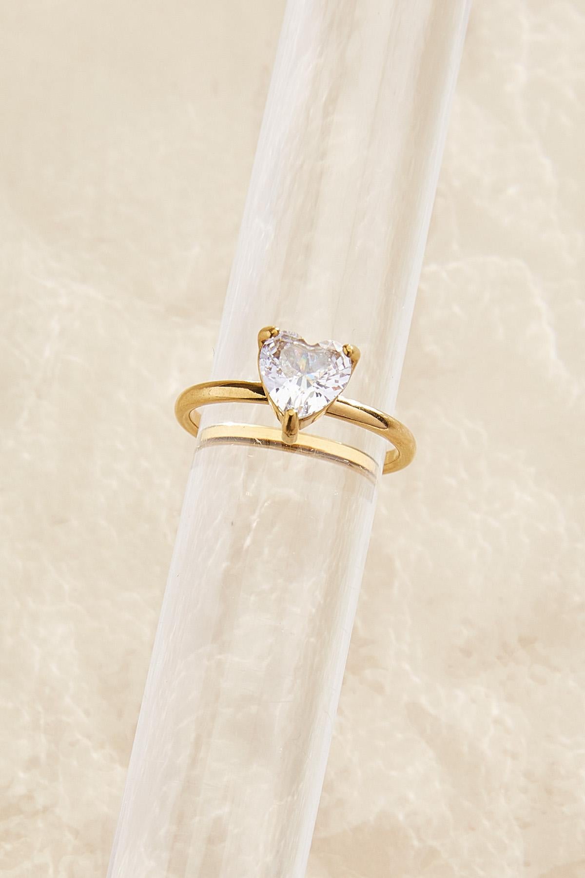 Versona waterproof heart stone ring GOLD
