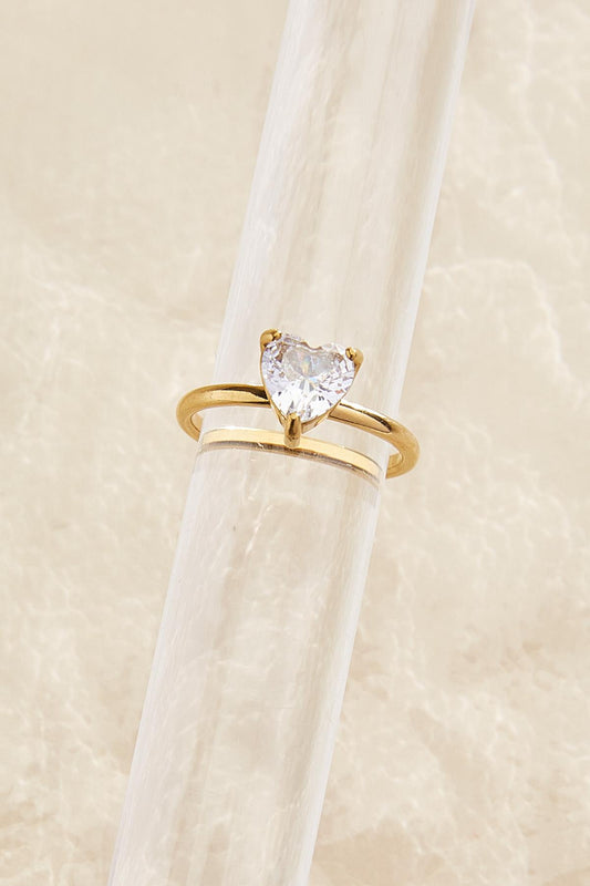 Versona waterproof heart stone ring GOLD