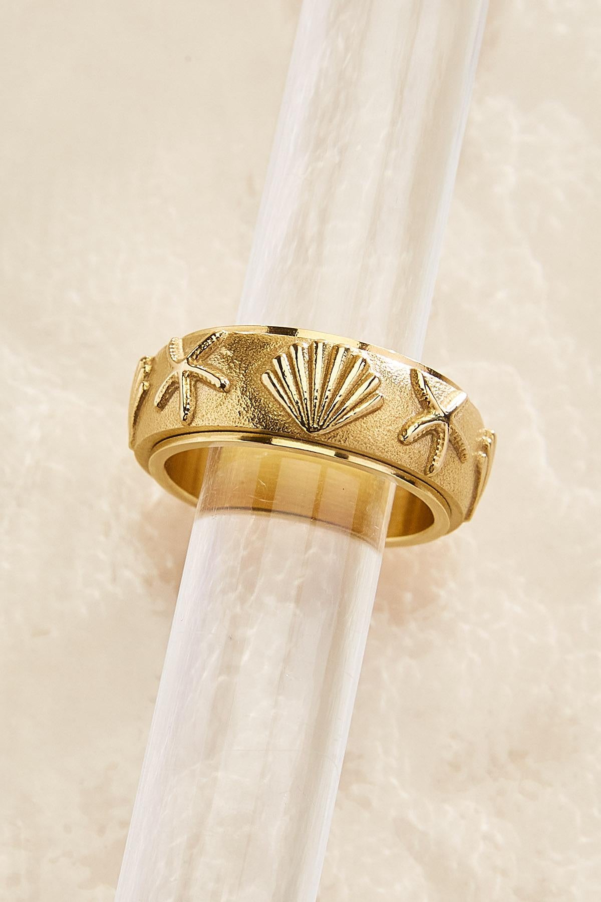 Versona waterproof sea life icon fidget ring GOLD