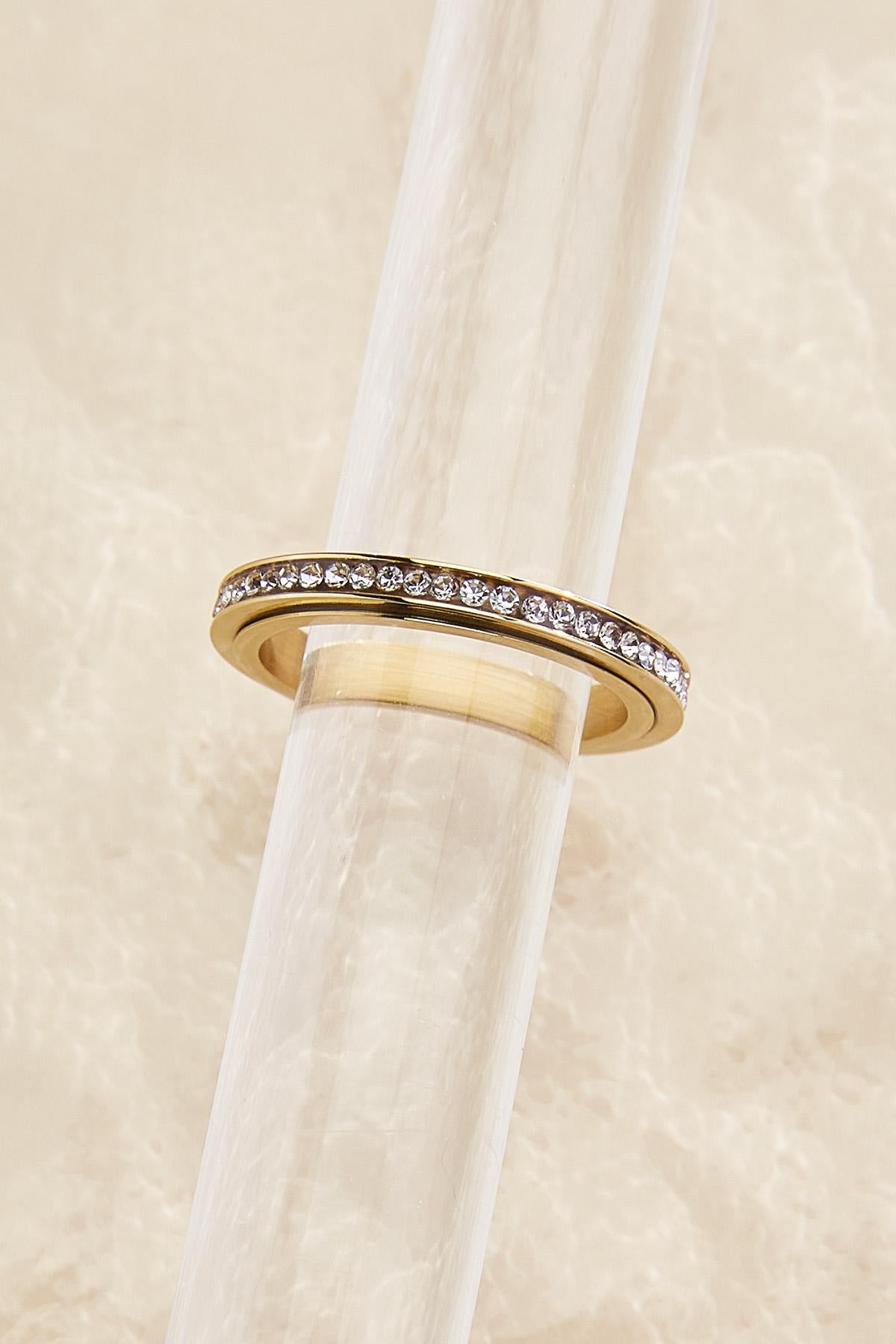 Versona waterproof glass embellished fidget ring GOLD