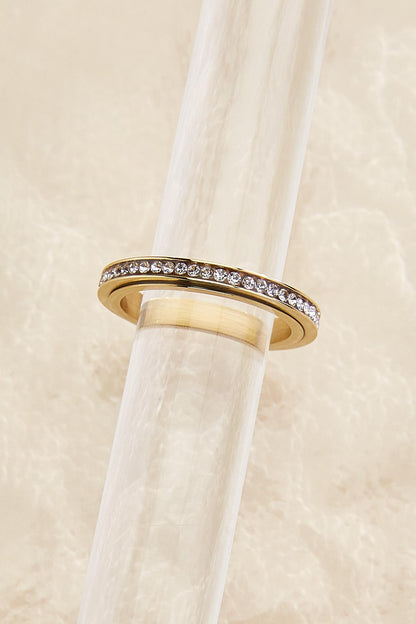 Versona waterproof glass embellished fidget ring GOLD
