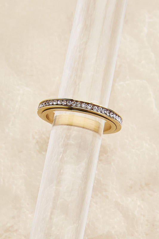 Versona waterproof glass embellished fidget ring GOLD