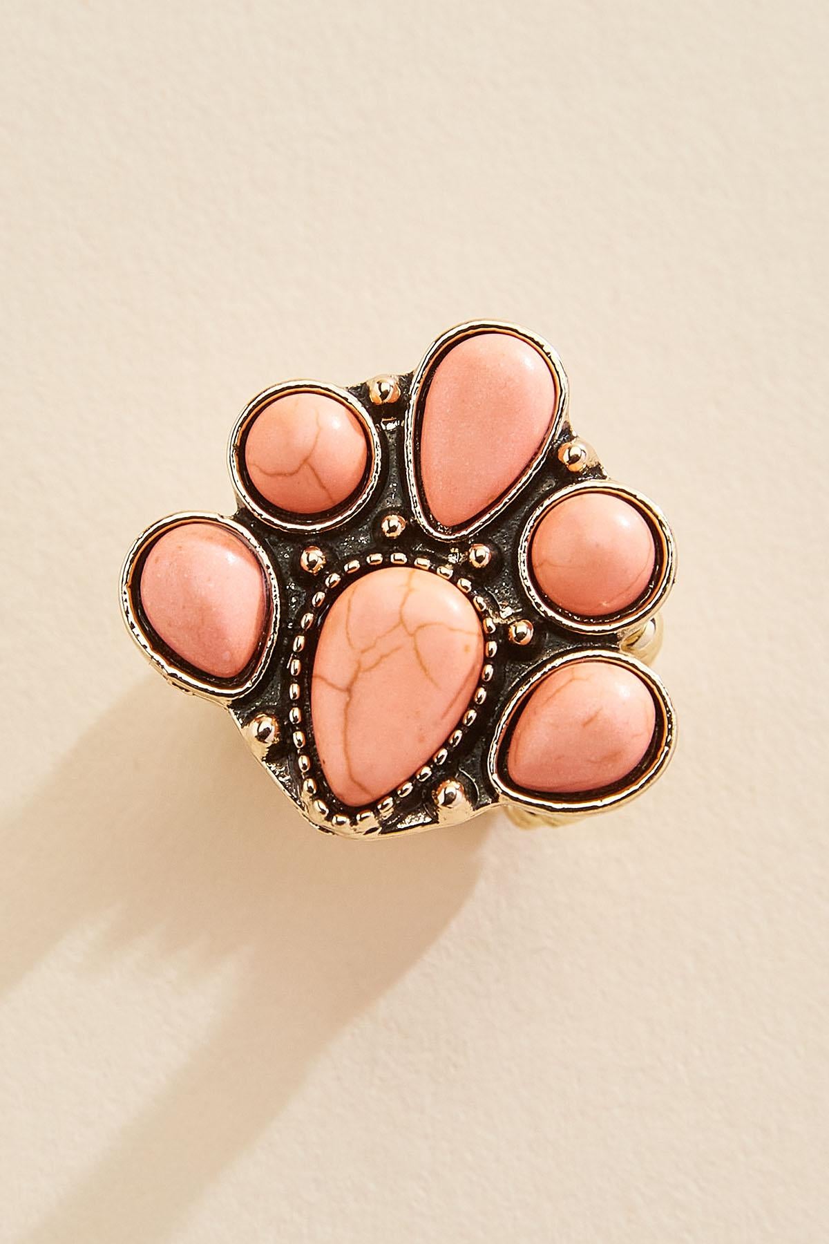 Versona western blossom gold stretch ring HOT_CORAL