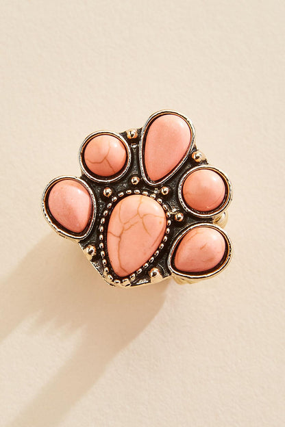 Versona western blossom gold stretch ring HOT_CORAL